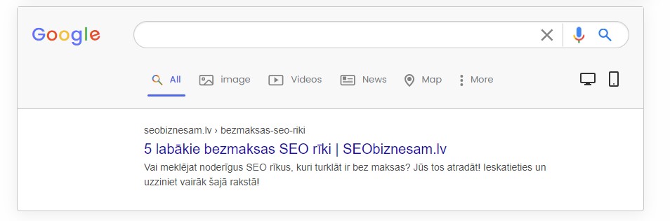 serp snippet izmantošanas piemērs